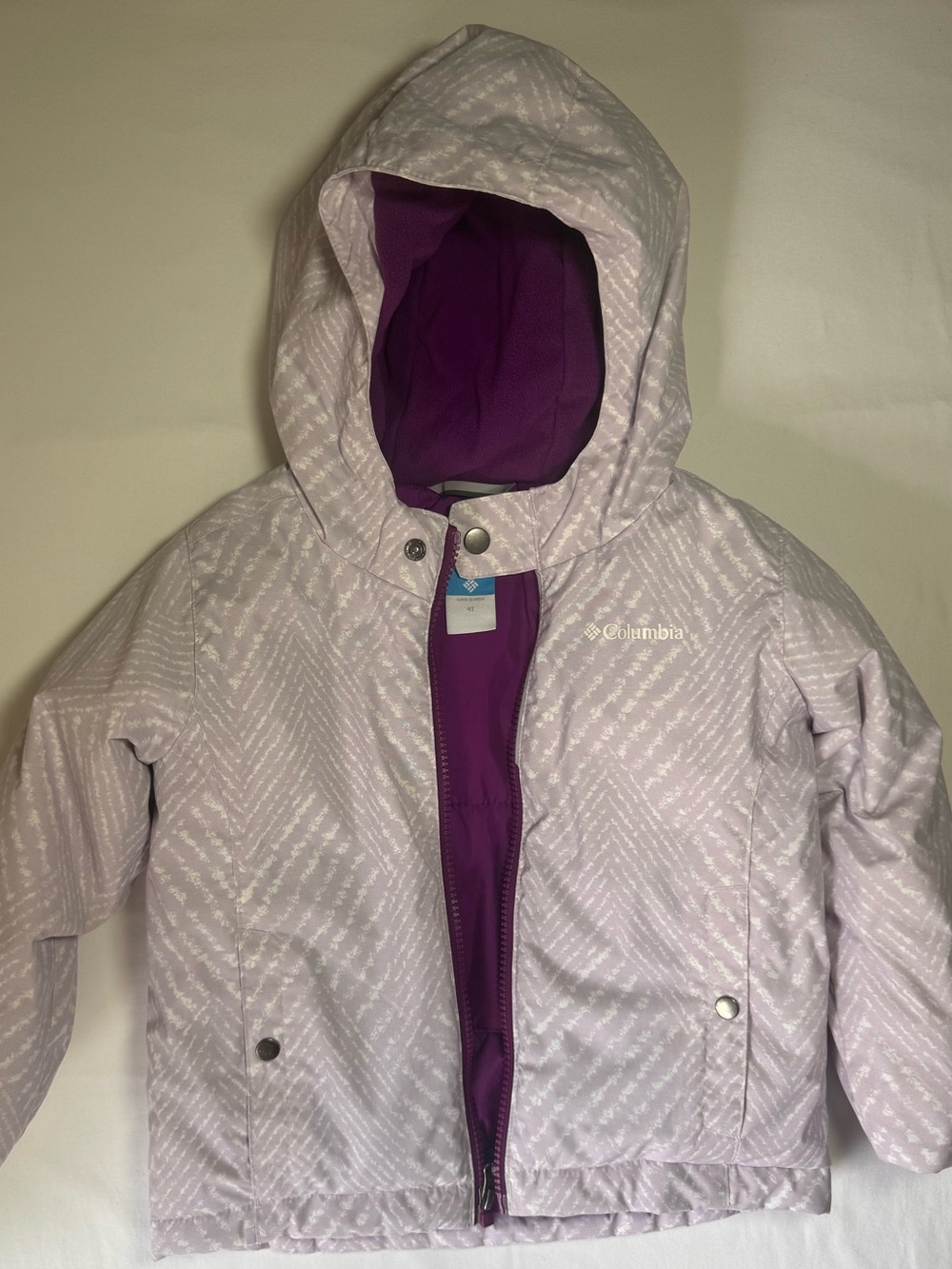 Columbia Girls' Lavender Hooded Snow Jacket with Purple Lining